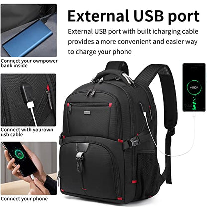 DUSLANG 50L Travel Laptop Backpack for Men Women, Extra Large Heavy Duty Big Carry on Backpack for Weekend Airline Approved Fits 17 Inch Computer, Black - color: 50l Black