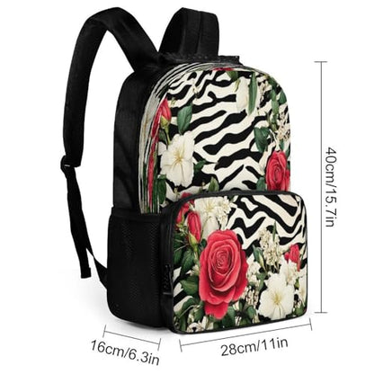 Supdreamc Backpack Polyester Anti-Theft Multipurpose Cheetah Leopard Zebra Print Floral Black And White Bookbag Large Capacity Laptop Book Bag Rucksack With Side Pockets - color: Pattern 423