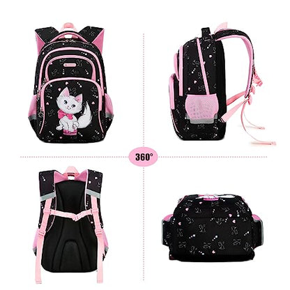 Cusangel Backpack for Girls Boys School Bookbags Kindergarten Elementary Lightweight Waterproof Multifunctional Large Capacity for Backpack (16 inch cat Fun Prints) - color: Black Cat 16in