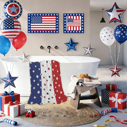 4th of July Stars Patriotic Beach Towel, Independence Day Gift Quick Dry Sand Free Absorbent Bath Towel, Memorial Day Microfiber Lightweight Towel Pool Travel Camping Gym Swim 30x60 Inch/ 77X153cm - color: Red Blue Stars Stripe