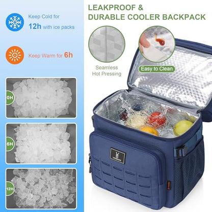 Large 36 Cans Insulated Waterproof Cooler Backpack for Men Women, Double Deck Leak Proof Cooler Bag for Camping, Hiking, Fishing - color: Blue