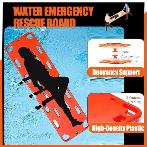 Folding Spine Board Stretcher with Safety Straps, EMS Medical Folding Stretcher, Floating Design for Emergency Patient Transfer and Water Rescue Operations(2Folds) - size: 2Folds