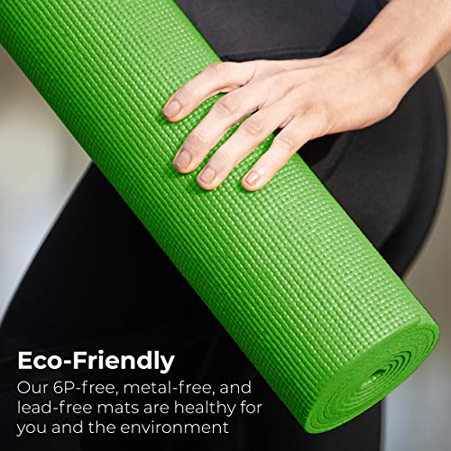 10-Pack Yoga Mat, 68" x 24" Non Slip Exercise Mat, 4mm Thick Gym Mat for Fitness and Stretching, Bulk Non Toxic Yoga Mats for Schools and Studios - color: Green
