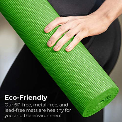 10-Pack Yoga Mat, 68" x 24" Non Slip Exercise Mat, 4mm Thick Gym Mat for Fitness and Stretching, Bulk Non Toxic Yoga Mats for Schools and Studios - color: Green
