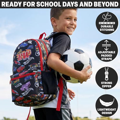Get Trend Hot Wheels | Disney Toy Story | Cars Kids Backpack, Boys Lightweight 18in Book Bag, Padded Straps Travel School Bag - color: Multi Wheels