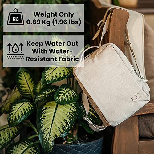 Nordace Siena II Mini Smart Backpack for Everyday Use with USB Charging Port, Water Resistant - Sleek Laptop Backpack for Daily Tasks, Work, and Casual Adventures (Beige)