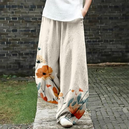 LOAIHA Women's Baggy Pants Elastic Waist Floral Wide Leg Yoga Sweatpants Harem Pant Lantern Trousers with Pockets - color: Boho10, size: Medium