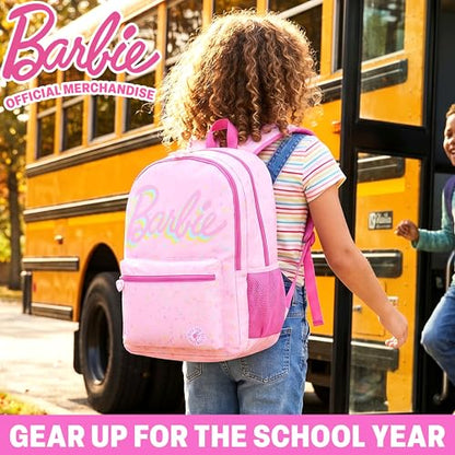 Get Trend Barbie Kids Backpack for Girls, 18 inch Bookbag with Padded Straps, Travel School Bag, Gifts for Girls (Pink Barbie) - color: Pink Barbie