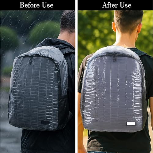 Amaxiu 10 Pcs Backpack Rain Cover, Disposable Waterproof Lightweight Backpack Cover Elastic Covers Protector Disposable Rain Covers for Backpacks Outdoor Camping Travel Hiking Cycling Emergency