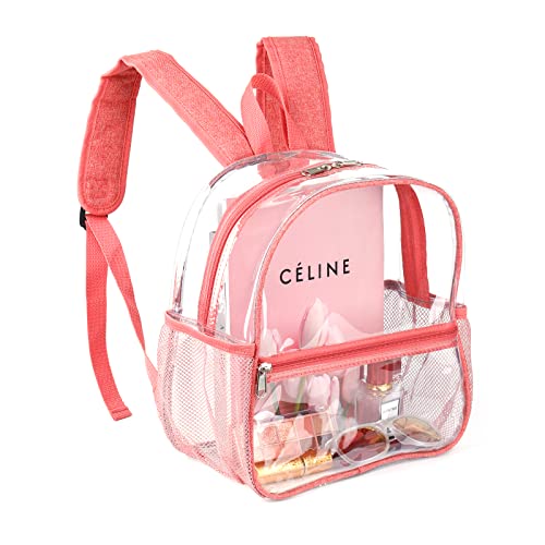 Fomaris Clear Backpack Stadium Approved 12x6x12 - Clear Bag with Reinforced Straps, Durable PVC for Stadium Events, Sports, Festivals, Concerts, Games, Women & Girls - Pink - color: Pink-1pc
