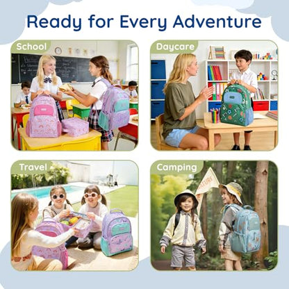 mommore Kids Backpack for Boys Girls 4-8 Kindergarten Elementary School Backpack with Lunch Box - 15” H Fit Folder - color: Galaxy, style: 3 Pcs