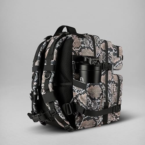 WOLFpak 35L Athletic Gym Backpack (Python) - Durable 1000D Waterproof Oxford Material with MOLLE Webbing, Laptop Pocket & Dual Cup Holders, Durable Fitness/Travel/Military Daypack - color: Python