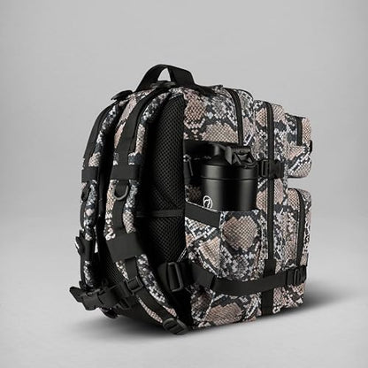 WOLFpak 35L Athletic Gym Backpack (Python) - Durable 1000D Waterproof Oxford Material with MOLLE Webbing, Laptop Pocket & Dual Cup Holders, Durable Fitness/Travel/Military Daypack - color: Python