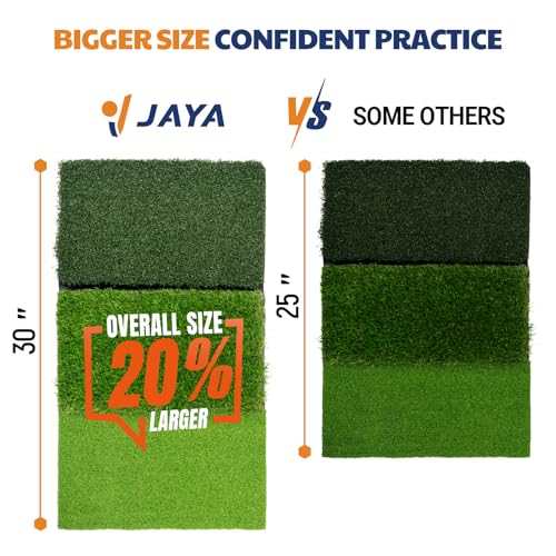 JAYA Golf Hitting Mat with Heavy Rubber Base, Foldable Golf Practice Mat for Indoor & Outdoor Training, Dual Turf Fairway & Rough Grass Mat for Swing, Chipping and Driving Practice - size: 30" x 15"