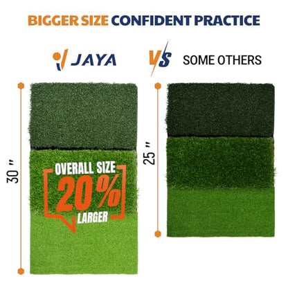 JAYA Golf Hitting Mat with Heavy Rubber Base, Foldable Golf Practice Mat for Indoor & Outdoor Training, Dual Turf Fairway & Rough Grass Mat for Swing, Chipping and Driving Practice - size: 30" x 15"