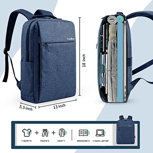Laptop Backpack, Business Slim Durable 17 Inch Laptops Travel Backpacks with USB Charging Port, Backpacks Bookbag Computer Work Bag Gifts for Men Women Fits Notebook (Blue)
