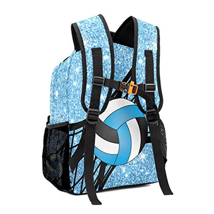 Personalized Volleyball Blue White Custom Backpack Waterproof Multifunctional Daypack with Name Gift - color: Design 1