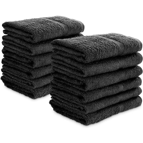 SIMPLI-MAGIC 79178 Cotton Hand Towels, 16"x27", Black, Not Bleach Proof, 12 Count - color: Charcoal