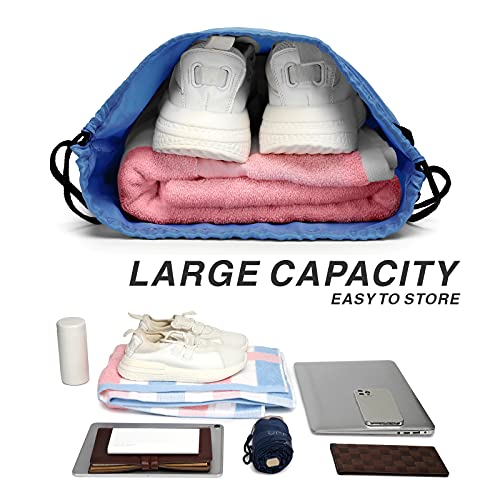 Drawstring Backpack Sports Water Resistant String Bag Sport Gym Sackpack for Women Men Large with Zipper, Baby Blue - color: Baby Blue