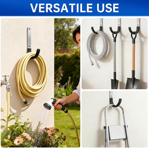 GeeWatom Heavy Duty Steel Garage Hooks,Garage Storage Utility Hooks,Heavy Duty Garage Garden Tool Organizer,Steel Wall Mount Hooks, Garden Hose Hanger, Black U Hooks (Dark Brown-6PC) - color: Dark Brown-6PC
