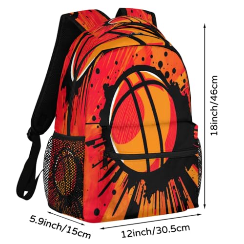 Large Backpack with 15.6 Inch Laptop Compartment, Basketball Painting Adult Backpack for Work, Travel & School College Boys Girls - color: Basketball Painting