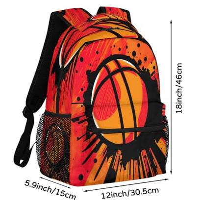 Large Backpack with 15.6 Inch Laptop Compartment, Basketball Painting Adult Backpack for Work, Travel & School College Boys Girls - color: Basketball Painting