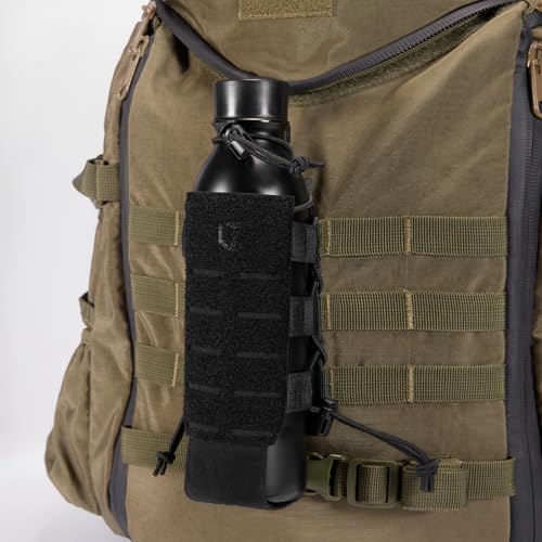 Tactical MOLLE Pouch Water Bottle Holder with Shoulder Strap Modular Bag for Outdoor Hiking Camping Hunting Fishing Airsoft - color: Black