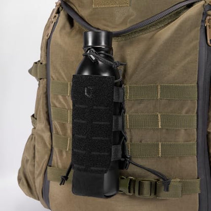 Tactical MOLLE Pouch Water Bottle Holder with Shoulder Strap Modular Bag for Outdoor Hiking Camping Hunting Fishing Airsoft - color: Black