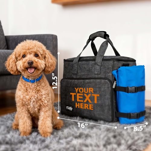 Customized Dog Travel Bag - You Name It and We Make It, Your Own Personalized Pet Travel Bag, Make It Special for You and Your Pet. (Dark Grey) - color: Personalized Charcoal