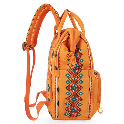 Wrangler Aztec Backpack Organized Daypack Travel Baby Bag with Stroller Strap and Side Bottle Pockets WG2204-9110MST - color: Angel Orange