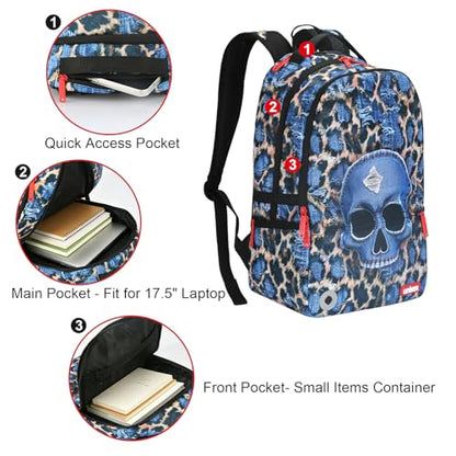Graffiti Backpack, Designer Laptop Backpack for 15.6 Inch Work,Water Resistant Backpack Computer Bag, DenimSkull - color: Denimskull