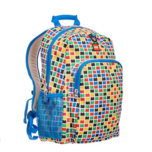 LEGO Iconic Prints Kids School Backpack Bookbag, for Travel, On-the-Go, Back to School, Boys and Girls, with Adjustable Padded Straps and Fun patterns, Checkered Brick - color: Checkered Brick, style: Heritage Style