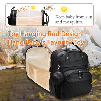 Astro alan Baby Diaper Bag Backpack with Changing Station, Waterproof Large Capacity Diaper Bag for Moms and Dads, Plant-Based Leather with USB Charging Port, Baby Gift for New Parents, Black - color: Vegan Leather Black