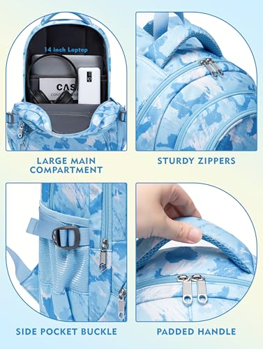 BLUEFAIRY Kids Backpacks for Boys Girls Ages 6-8 8-12 Elementary Middle School Backpack 17 Inch Back to School Bookbag with Laptop Compartment Mochilas Escolares para Niños Niñas (Blue) - color: Blue