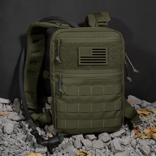 PETAC GEAR Tactical Molle Hydration Pack for 1.5L - Lightweight Water Reservoir Bag for Molle Vest Backpack, for Hiking, Hunting - style: RG no Bladder