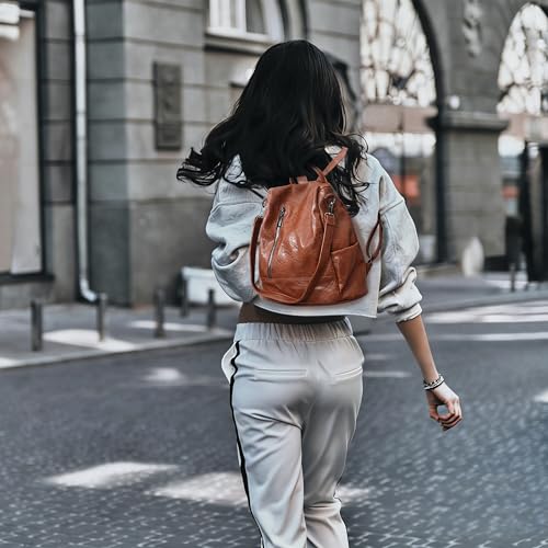 Small Women Backpack Purse PU Leather Anti-theft Casual Shoulder Bag Fashion Ladies Satchel Bags - color: Tortoiseshell Brown, size: Small