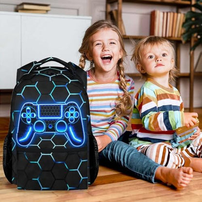 Gaming Backpack for Boys - 17 Inch Gamer Backpacks for Kids Toddler, Lightweight Durable Bookbag for Middle School High School - color: Blue