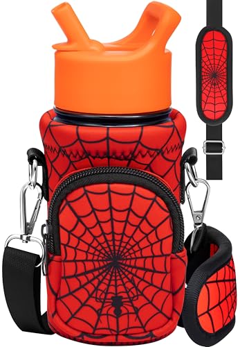Miss Adola Water Bottle Carrier with Strap - Insulated Kids Water Bottle Holder for Boys Girls Bottle Bag for 10-18Oz - color: Red Eyes