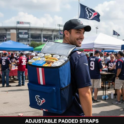 Cooler Backpack – Portable Soft Sided Ice Chest – Insulated Bag Holds 36 Cans - Football Gear – Show Your Team Spirit with Officially Licensed Fan Gear - style: Houston Texans