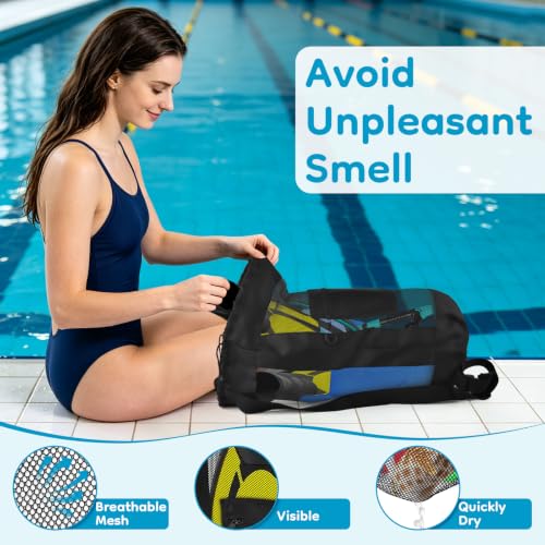 BROTOU Drawstring Backpack Gym String Bag with Pocket for Men Women Heavy Duty Mesh Bag Sport Equipment Bag for Swimming Yoga Beach Laundry - color: Black backpack-1pc