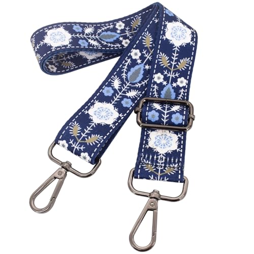 Replacement Purse Strap Shoulder Strap Adjustable Crossbody Strap for Women Crossbody Wide Shoulder Bag - color: Blue Snowflake-gold Metal