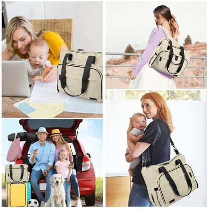 Diaper Bag Backpack Mommy Bag Large Capacity Diaper Backpack Travel Essential Baby Diaper Bag for Mom and Dad, Beige - color: Beige