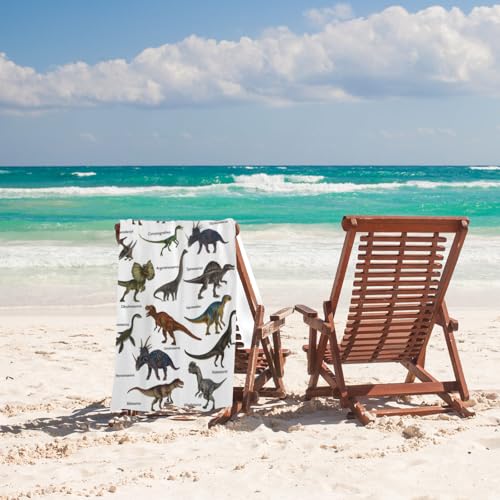 Dinosaur Dino Beach Towel, Dino Pattern Thin Lightweight Bath Towels, Quick Dry Absorbent Microfiber Swim Yoga Pool Beach Accessories, (Stegosaurus, Dimetrodon, Velociraptor) - 30x60 Inch/ 77X153cm - color: Dinosaur