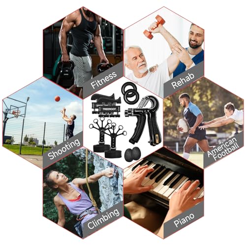 10PCS Grip Strength Trainer Kits, Hand Gripper Strengthener, Forearm Strengthener, Forearm Exerciser, Finger Grip Strengthener, Wrist Strengthener, Stress Relief Ball, Grip Ring, for Muscle Building, Hand Exercisers for Therapy