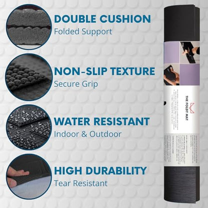 Foldable Yoga Mat Thick, in 6 Combinations; Greater Support and Protection for Joints, Body Alignment System, and Sections for Hands and Feet. Non-slip texture and water-resistant - color: Black