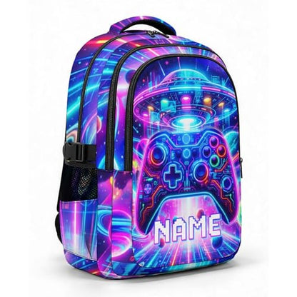 Boys Backpack Personalized Gamer Backpacks for Kids Teens Adults, Large Cool Custom Gaming Bookbag for Elementary Middle High School - color: Yellow