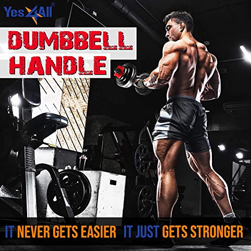 Yes4All Threaded Dumbbell Handles, Adjustable Dumbbell Bar Pair, 14/16/18/24-Inch Sizes, Fits 1" or 1.15" Plates, Non-Slip Grip, Secure Star-Lock Collars - color: 14" - Chrome - Black, size: 1 inch