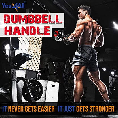 Yes4All Threaded Dumbbell Handles, Adjustable Dumbbell Bar Pair, 14/16/18/24-Inch Sizes, Fits 1" or 1.15" Plates, Non-Slip Grip, Secure Star-Lock Collars - color: 14" - Chrome - Black, size: 1 inch