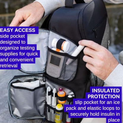 Sugar Medical Diabetes Supply Travel Backpack (XL, BLack) - color: Black, size: X-Large