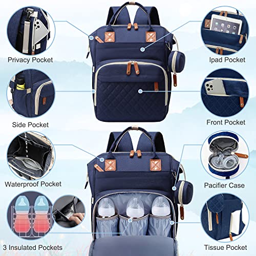 SHITIESHOU Diaper Bag Backpack Baby Bag, Baby Girl Boy Diaper Bag for Dad Mom with Pad, 16 Pockets, Pacifier Case, Large Diaper Bags Unisex for Travel (Blue) - color: Dark Blue1